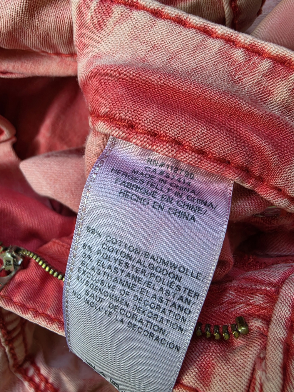 True Religion Big T Skinny Jeans Red Pink Acid Wash Contrast Stitch 31 Stretch - Picture 12 of 12